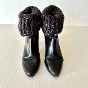 Vintage Unisa Multi-Color Sweater Cuff Leather Boots with heel. Like new! Rare!